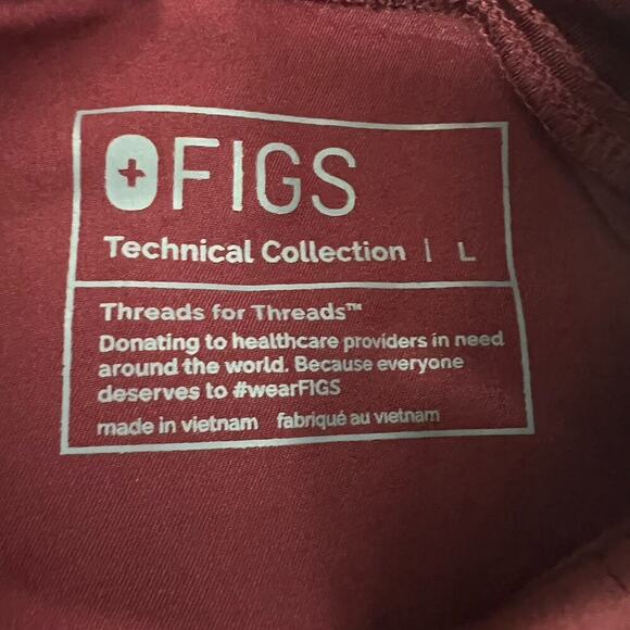 Figs Women's Drawstring Waist Zamora Jogger Scrub Pant Size Large Burgundy - Picture 9 of 14